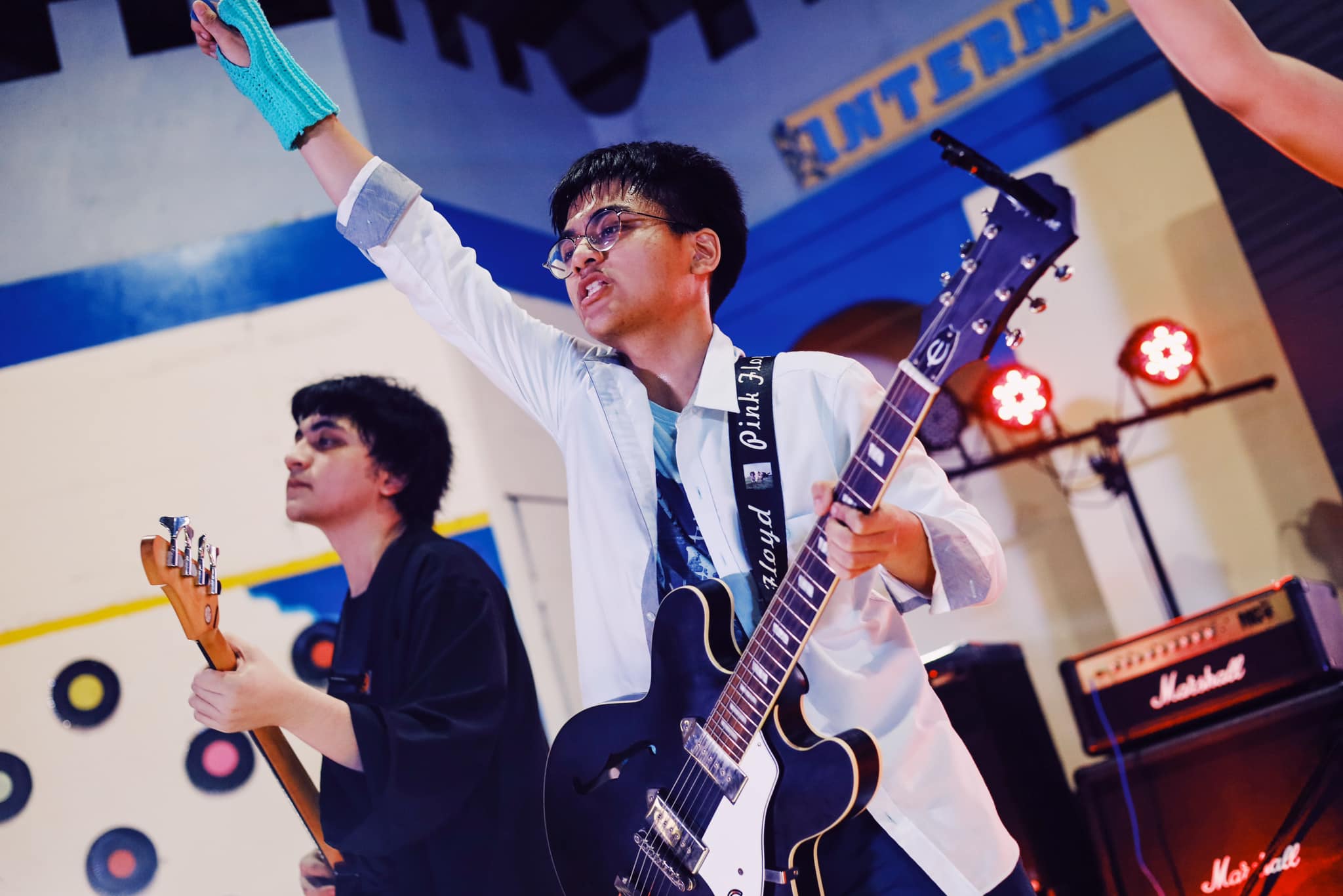 Amiel playing lead guitar